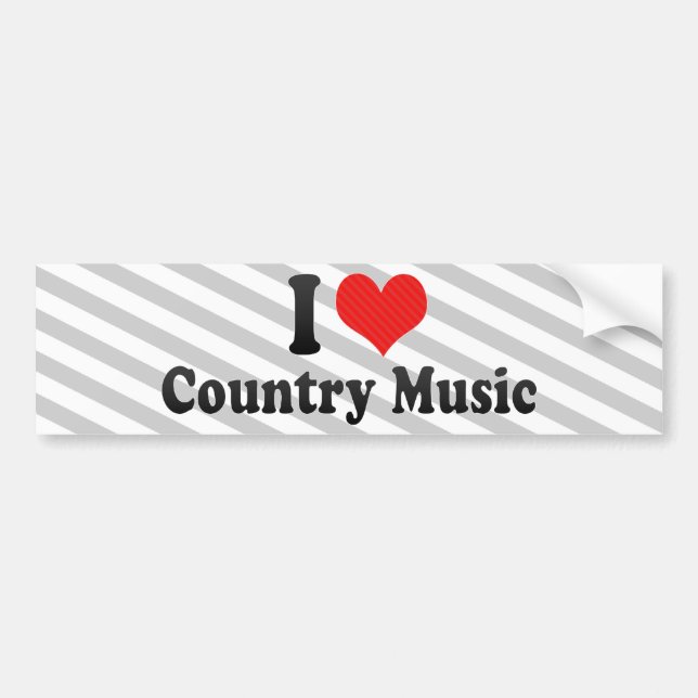 I Love Country Music Bumper Sticker (Front)