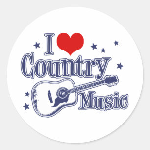 I Love Country Music Classic Round Sticker