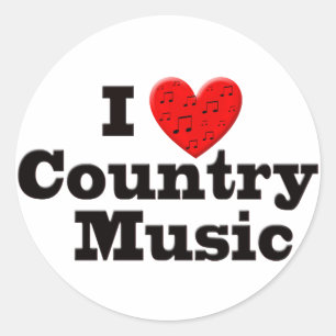 I Love Country Music Classic Round Sticker