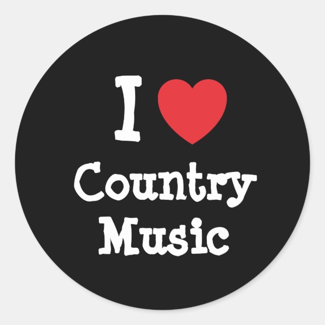 I love Country Music heart custom personalised Classic Round Sticker (Front)