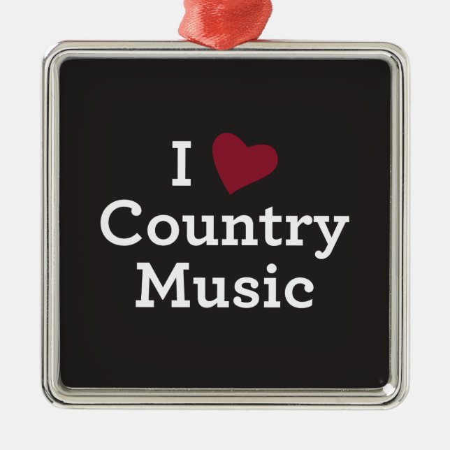 I Love Country Music Metal Tree Decoration (Front)