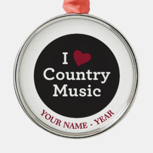 I Love Country Music Metal Tree Decoration