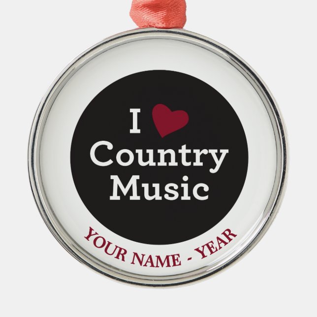 I Love Country Music Metal Tree Decoration (Front)