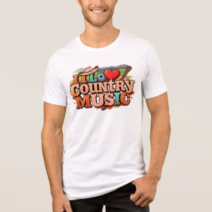 I Love Country Music – Retro Western Style Design Tri-Blend Shirt