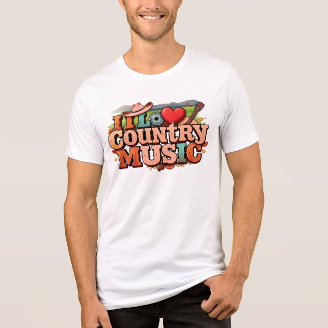 I Love Country Music – Retro Western Style Design Tri-Blend Shirt (Front)