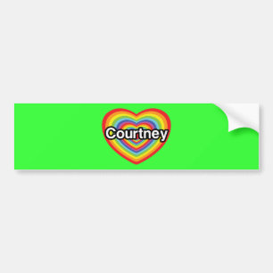 I love Courtney: rainbow heart Bumper Sticker