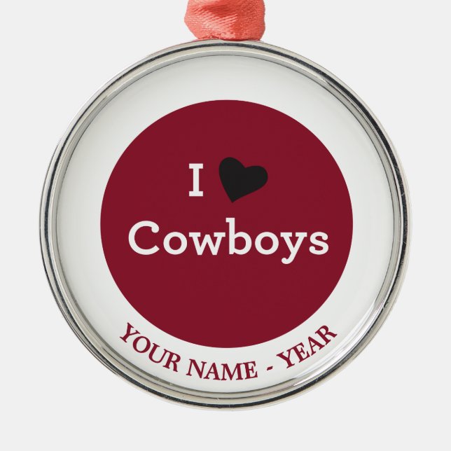 I Love Cowboys Metal Tree Decoration (Front)