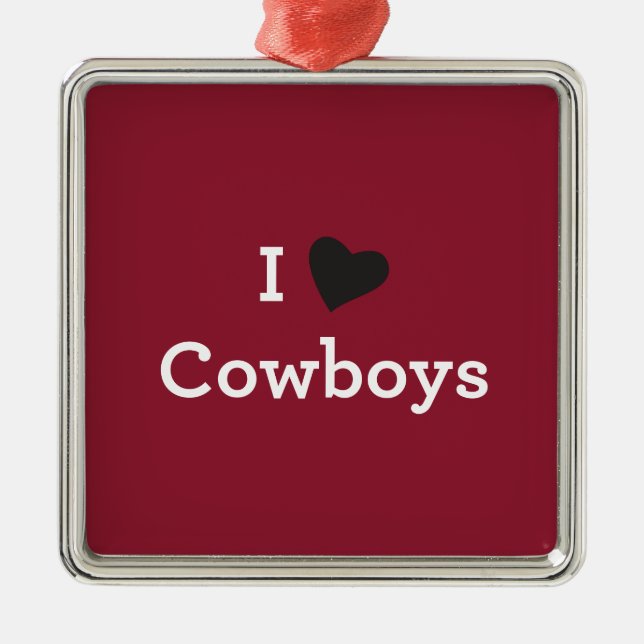 I Love Cowboys Metal Tree Decoration (Front)