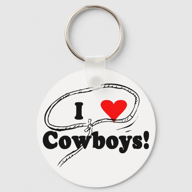 I Love Cowboys T-shirts and Gifts. Key Ring (Front)