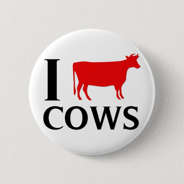 I Love Cows 6 Cm Round Badge (Front)