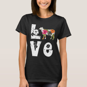 I Love Cows Flower T-Shirt