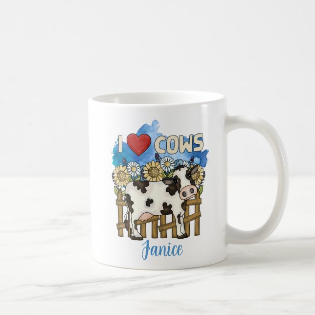 I Love Cows Personalised Farm Coffee Mug (Right)