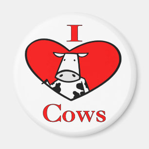 I Love Cows Red Magnet