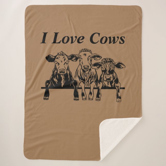 I Love Cows Sherpa Blanket (Front)