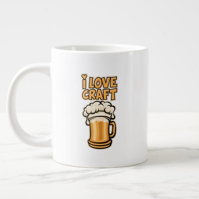 I Love Craft Beer Large Coffee Mug (Left)