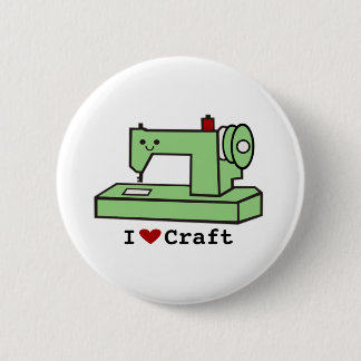 I Love Craft- Kawaii Sewing Machine 6 Cm Round Badge