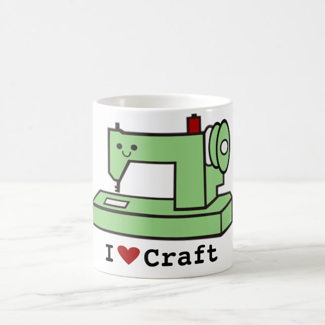 I Love Craft- Kawaii Sewing Machine Coffee Mug (Center)