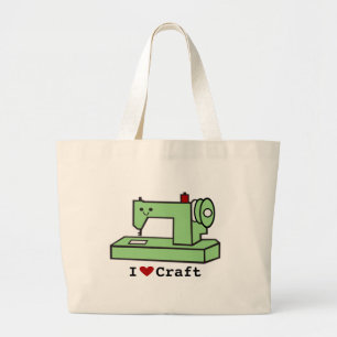 I Love Craft- Kawaii Sewing Machine Large Tote Bag