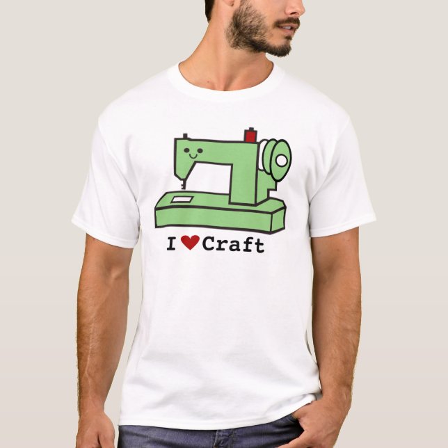 I Love Craft- Kawaii Sewing Machine T-Shirt (Front)