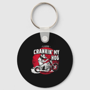 I Love Crankin' My Hog Biker (on Back)  Key Ring