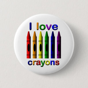I Love Crayons Pin Back Button
