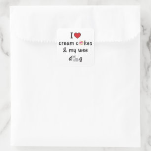 I Love Cream Cakes & My Wee Dog Square Sticker