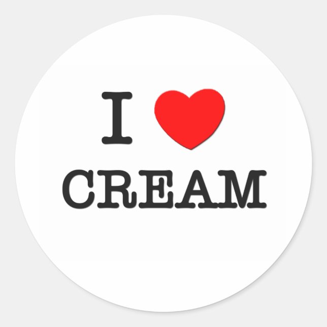 I Love Cream Classic Round Sticker (Front)