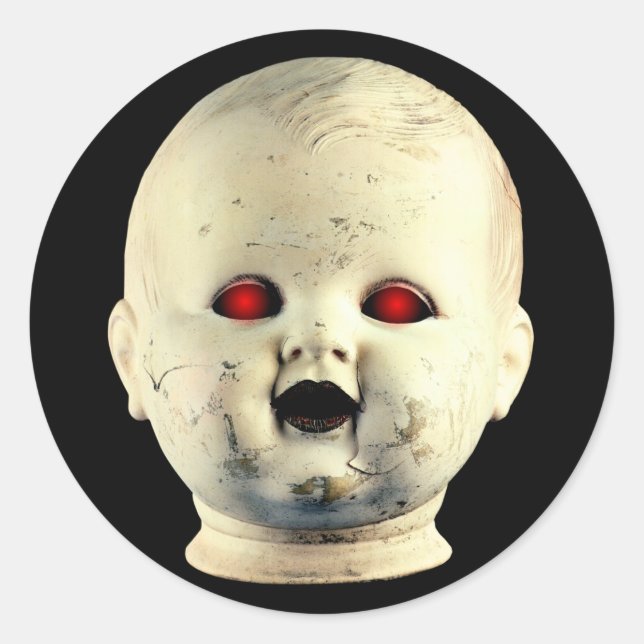 I Love Creepy Dolls - Doll Head Classic Round Sticker (Front)