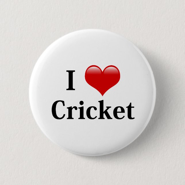I Love Cricket 6 Cm Round Badge (Front)