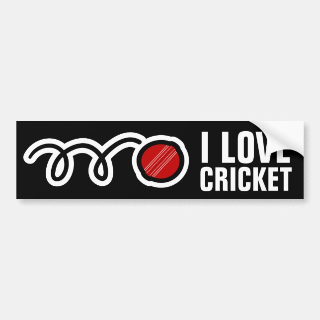 I love cricket bumper sticker for fans and players (Front)
