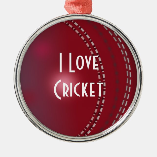 I Love Cricket, custom design, Metal Ornament (Front)