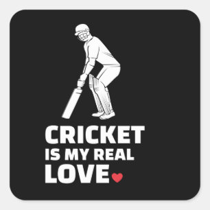  I love cricket Stylish cricket silhouette design Square Sticker