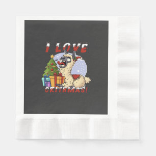 I LOVE CRITHMAS Llama Napkin