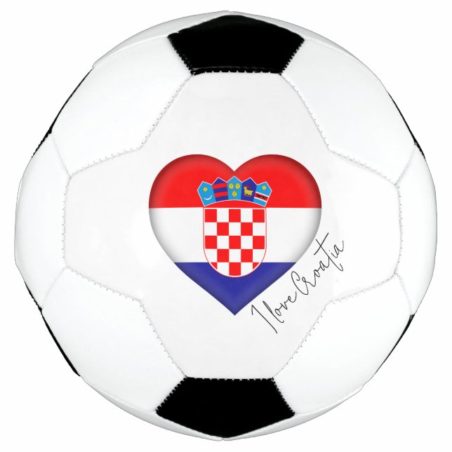 I Love Croatia Flag Colours Heart Soccer Ball (Front)