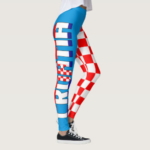 I Love Croatia Inscription Flag Chequered Pattern Leggings