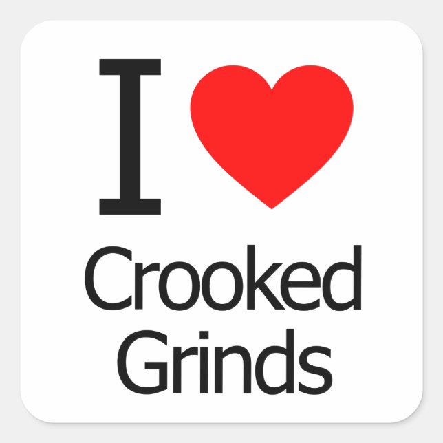 I Love Crooked Grinds Square Sticker (Front)