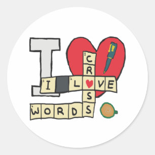 I Love Crossword Puzzles Classic Round Sticker