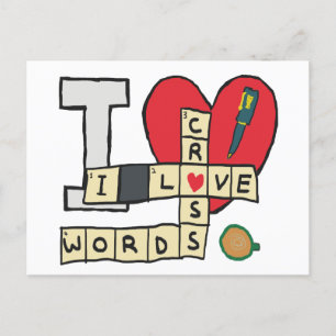 I Love Crossword Puzzles Postcard