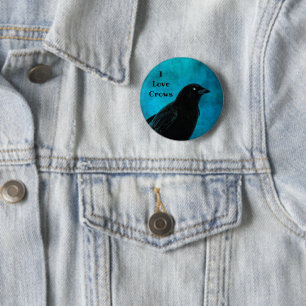I Love Crows 6 Cm Round Badge