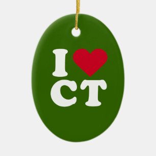 I LOVE CT CERAMIC TREE DECORATION