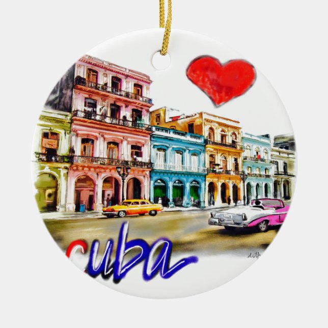 I love Cuba Ceramic Tree Decoration (Front)