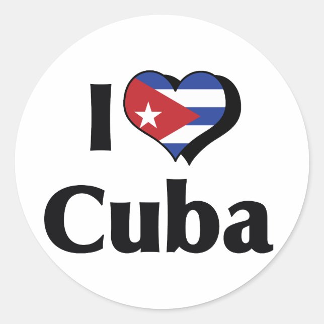 I Love Cuba Flag Classic Round Sticker (Front)