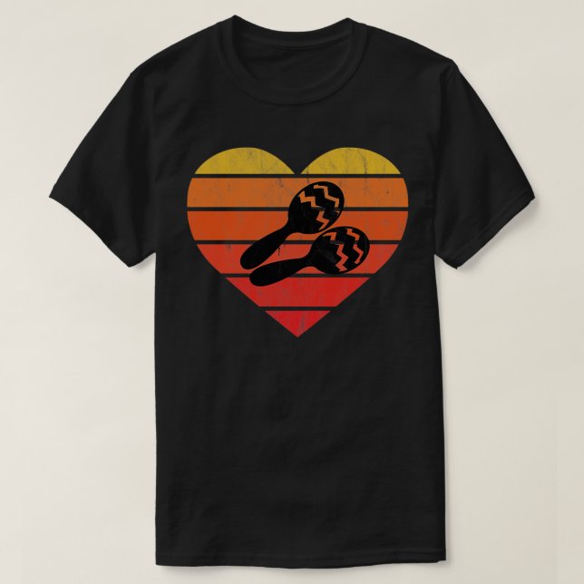 I Love Cuban Maracas Percussion T-Shirt (Design Front)