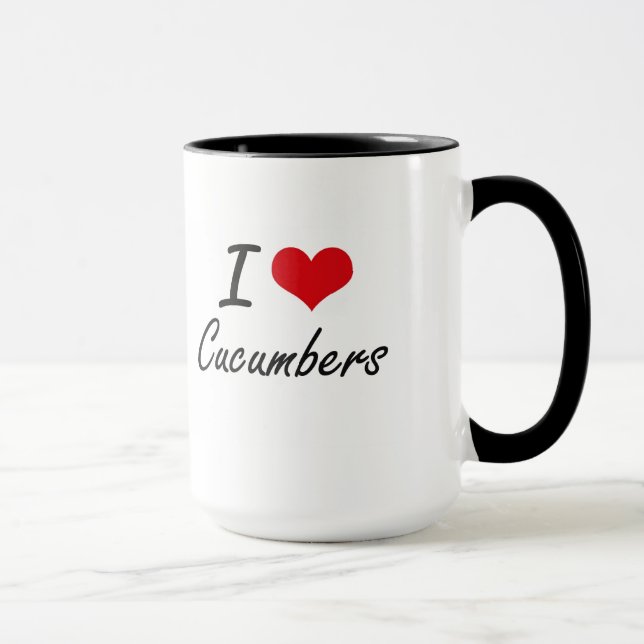 I Love Cucumbers artistic design Mug (Right)