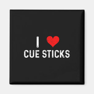 I Love Cue Sticks - Heart - Distressed Billiards P Magnet
