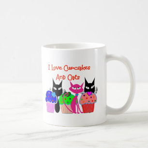"I love cupcakes and cats"--Cupcake Lovers Gifts Coffee Mug
