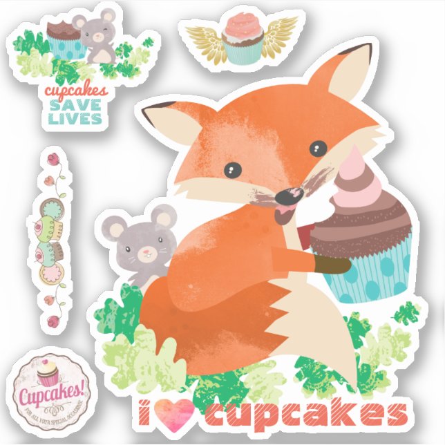I love cupcakes cute mouse fox frosting face (Front)