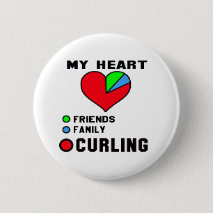 I love Curling. 6 Cm Round Badge