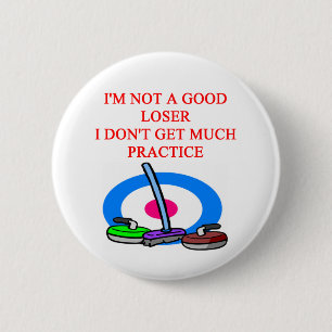 i love curling 6 cm round badge