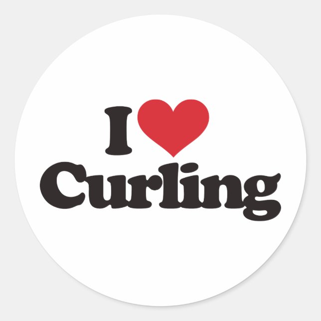 I Love Curling Classic Round Sticker (Front)